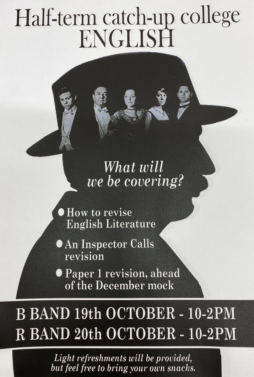 We are excited to announce English Language and Literature catch-up college: open to our year 11 students on 19th and 20th of October. 😬📚📝🖌🔎📇<a href="/RBHSBolton/">Rivington & Blackrod High School</a>
