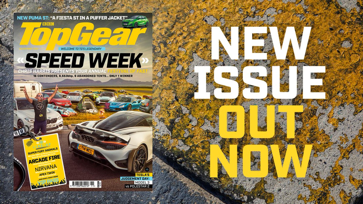 BBC_TopGear's tweet photo. New issue out now: TG’s #SpeedWeek2020. 16 contenders, 8,553bhp, nine abandoned tents… and only one winner → https://t.co/ef310EIMrP https://t.co/iRRfJLdOYk