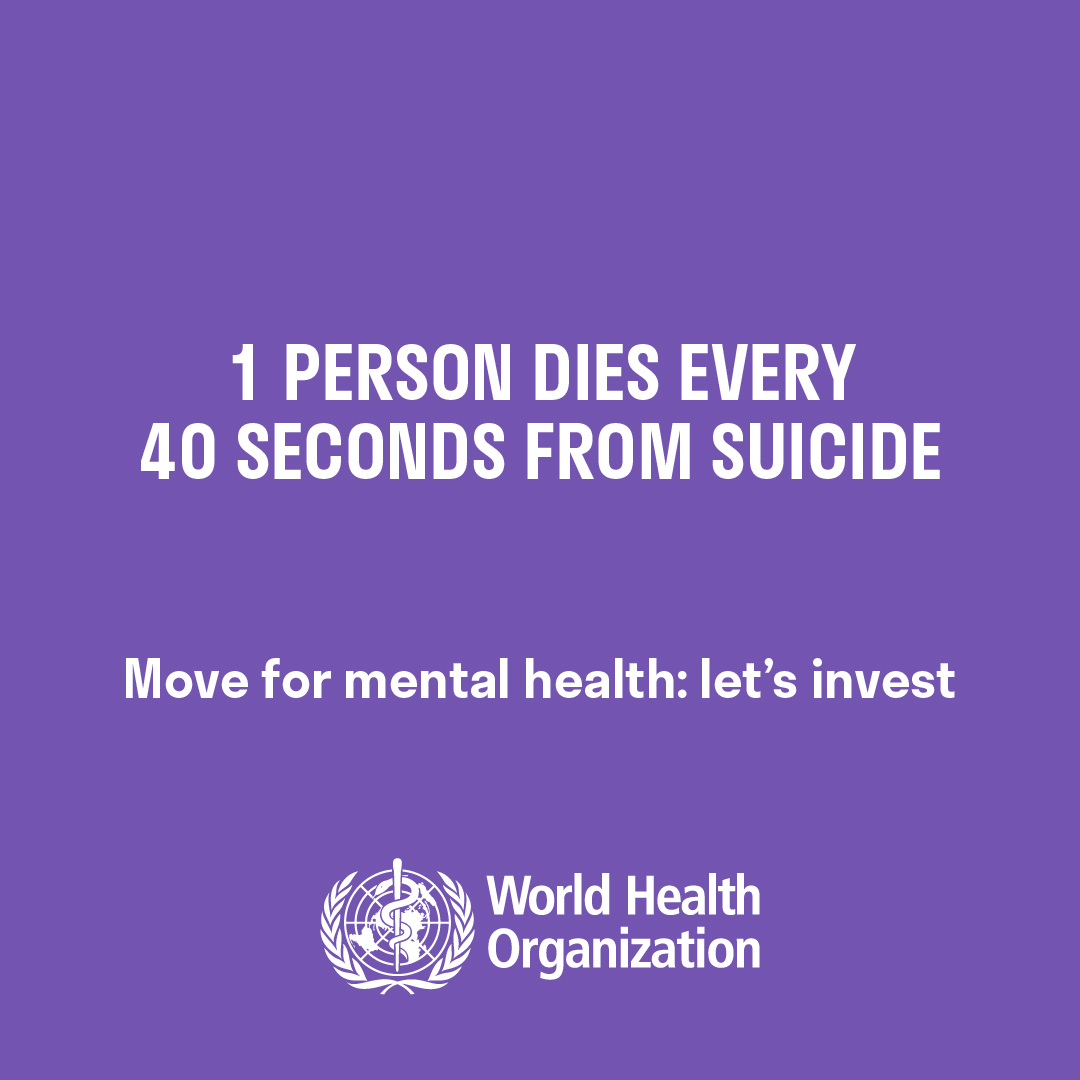 Poor  #mentalhealth   is the leading cause of disability in young people, and accounts for a large proportion of disease during adolescence. #Suicide is the third leading cause of death in 15-19-year-olds.Let's  #MoveForMentalHealth  ! Let's invest!