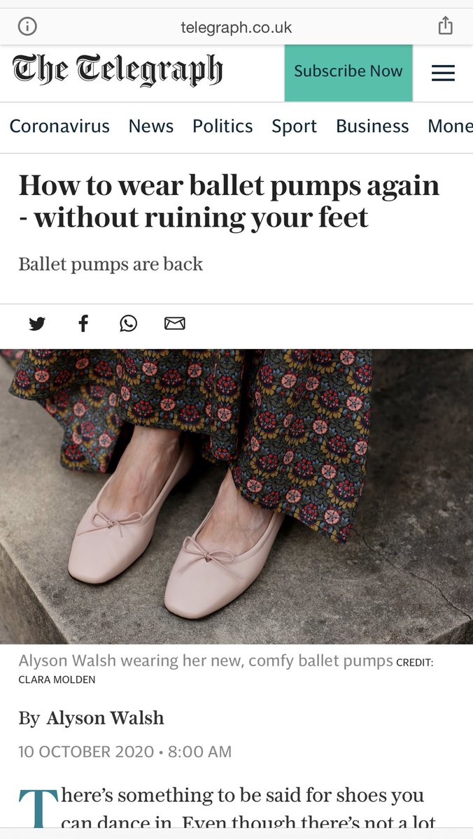 Great article on Ballet Pumps - Not the easiest shoe to wear unless you have a specific foot type - by #alysonwalsh ⁦⁦<a href="/Telegraph/">The Telegraph</a>⁩ with #Podiatry led advice by fellow Emma ⁦<a href="/InfoPodiatry/">Stirling Podiatry</a>⁩ ⁦@CollegePodiatry⁩