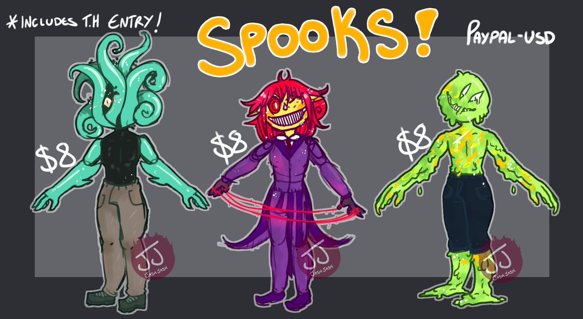 Jashie_bro's tweet photo. Spooky adopts !!
$8 usd each, all are open at the moment! Dm or comment to buy x
#spookyseason #spooky #adopts #adoptables #adoptme #adoptmeselling #slimecharacter https://t.co/FU3I4eCFAb