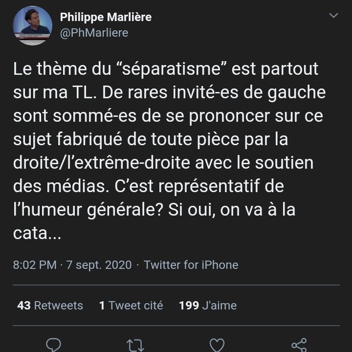 C'est la droite qui a inventé le mythe des sectes salafistes, des dérives communautaristes et des idéologies décoloniales. Tout ça n'existe pas. En tout cas dans les beaux quartiers de Londres, Philippe n'a jamais vu ça.