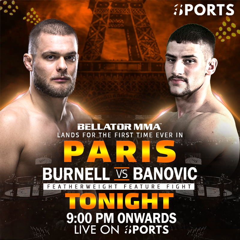 1SportsInLive's tweet photo. Gear up as #Bellator248 is coming today with #Burnell vs #Banovic. Catch the action LIVE on 1SPORTS, 9:00 PM onwards. #BellatorParis @BellatorMMA https://t.co/zDsEBGtNmc