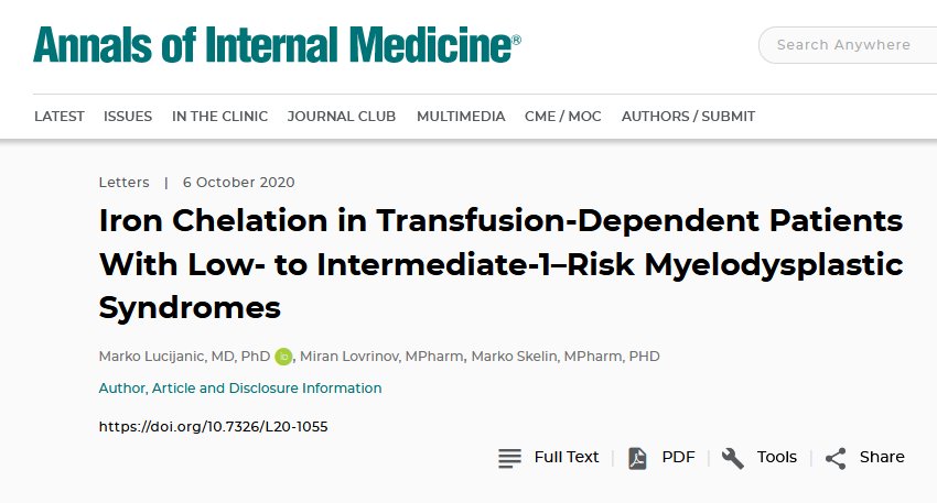 MarkoSkelin's tweet photo. #TELESTO trial aimed to prove efficacy and safety of #deferasirox in patients with lower risk #myelodysplastic syndromes. However,  conclusions do not bear strength of phase III evidence due to selection bias associated with high droput rates and patient crossover. @AnnalsofIM https://t.co/LjeADOrKHV