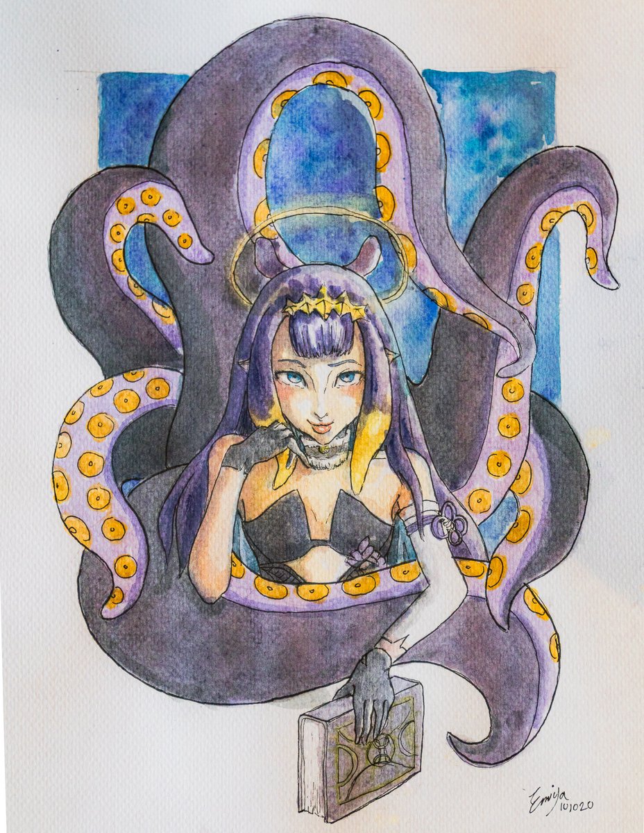 ominous // day 9(late)wanted to go back to traditional yesterday and drew ina.i still find watercolor my most fav manual medium but damn does it bring me intense anxiety #inART  #いなート  #artober  #drawtober2020  #ominous