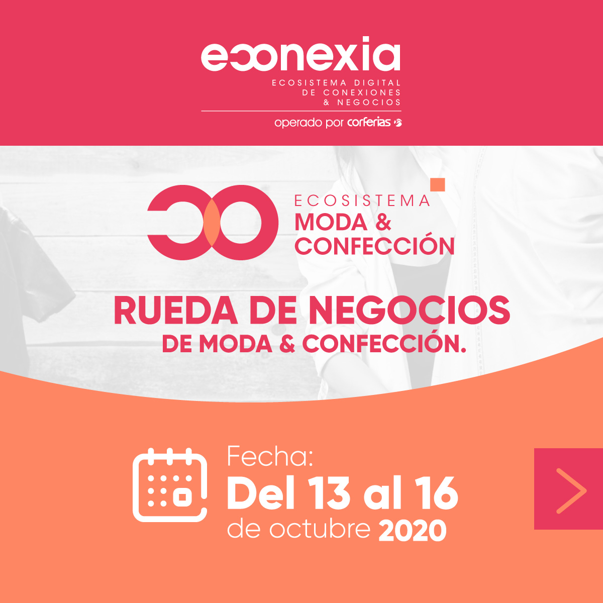 econexia's tweet photo. Reactivar la economía es nuestra misión en #Econexia 🖥🙋🇨🇴 y por eso hemos creado las ruedas de negocios.
¡Mañana iniciamos la semana de ruedas de negocios de #EconexiaModa! Y estará cargada de conversatorios y contenidos del sector.
Descúbrelos en: https://t.co/sCIeHzHbtU https://t.co/Iw8CPzUUSI