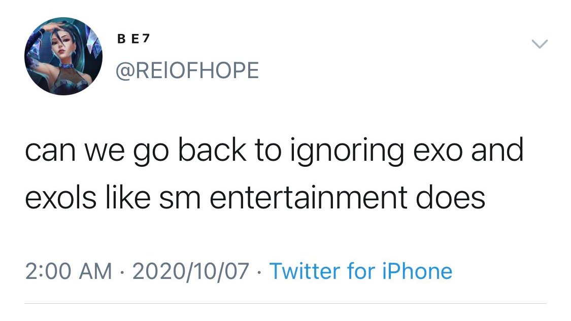 I know no one will see this so just let me rant bc i'm literally fucking tired with army thinking that they can shitting on exo whenever they can. They even said to ignore exo and exols like sm does. But guess they failed to do so.