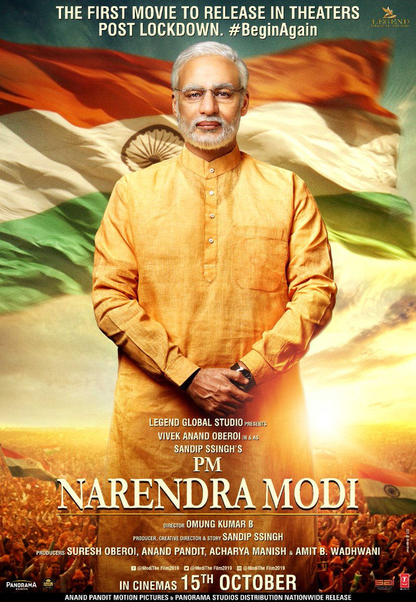 taran_adarsh's tweet photo. IN CINEMAS NEXT WEEK... #PMNarendraModi - starring #VivekAnandOberoi in title role - will re-release in *cinemas* next week... OFFICIAL poster announcing the theatrical release... https://t.co/NfGRJoQVFS