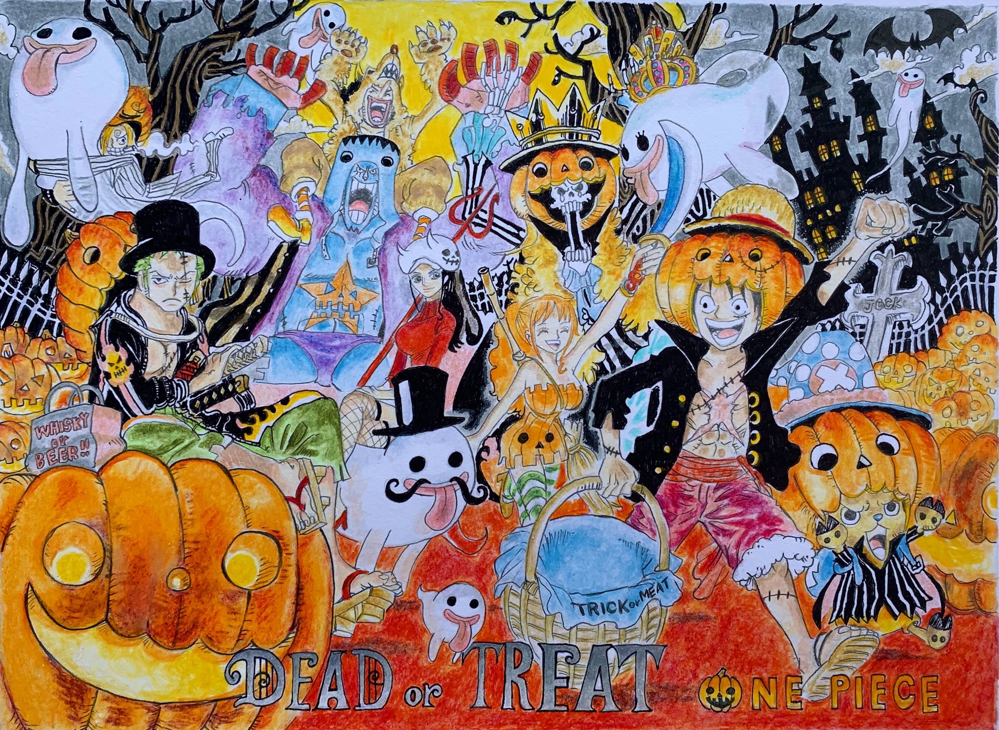 Ico Onepiece Halloween 描いてみた Onepiece ワンピース ハロウィンイラスト 模写 色鉛筆 11時間 T Co 0tst4h2znm Twitter