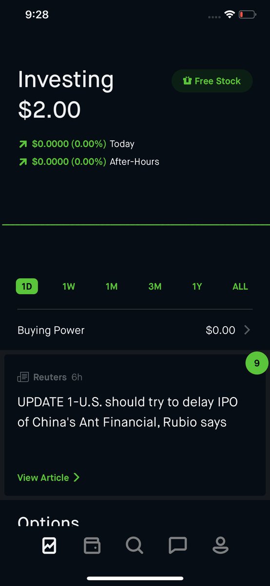 I use Robinhood almost daily to look up stocks, check prices and news + create watch list, not to invest So if you see me posting a chart or stock from Robinhood please know I have $2 in there