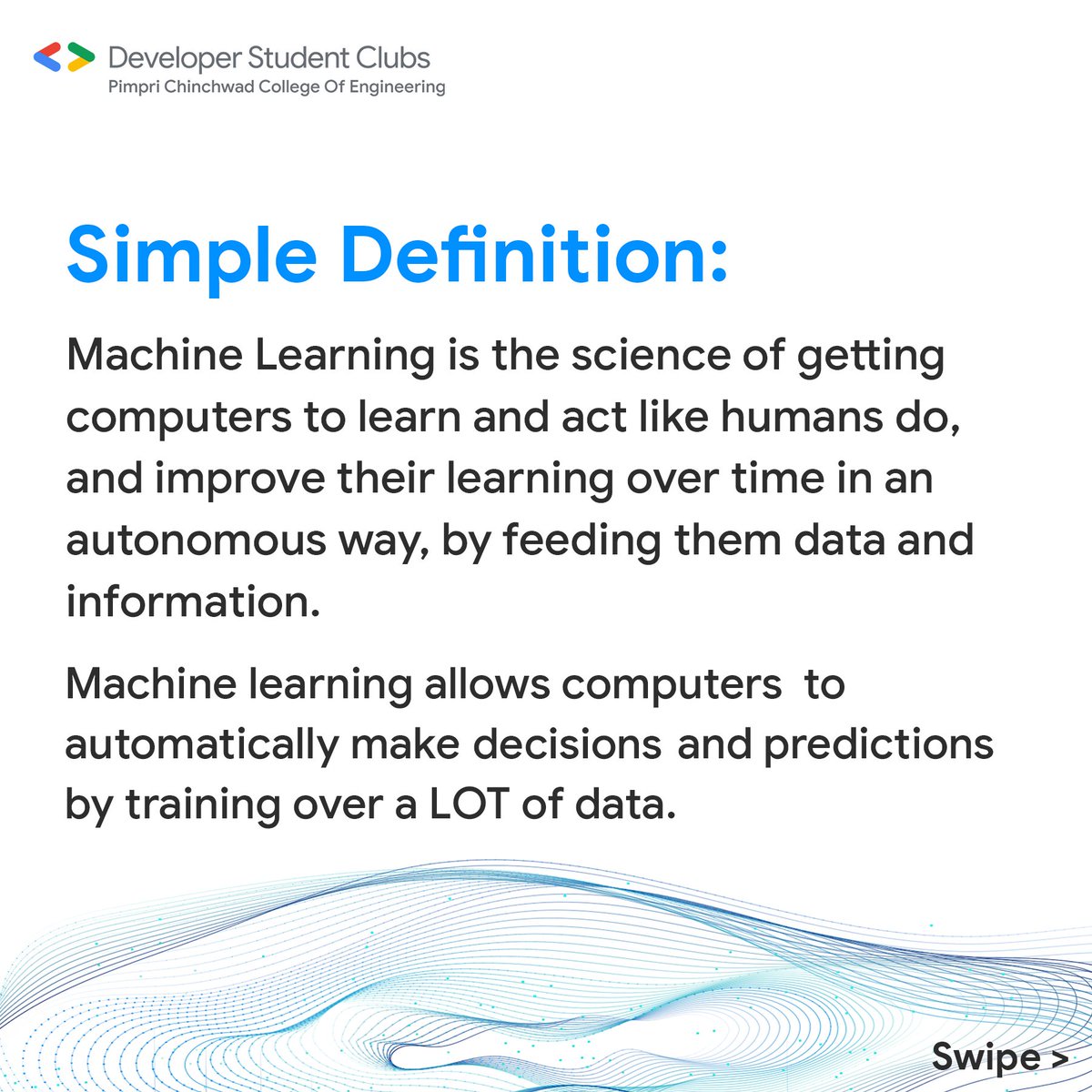 gdscpccoe's tweet photo. What is Machine Learning? Why is everyone talking about it? To get answers to these questions, remember to join us for AI Saturdays Session #1 today at 5 PM π―π―
https://t.co/mkog4SlRGn
#HeadstartOctober #dscpccoe #developerstudentclubs #dsc #googledevelopers https://t.co/mqMs0A09x8