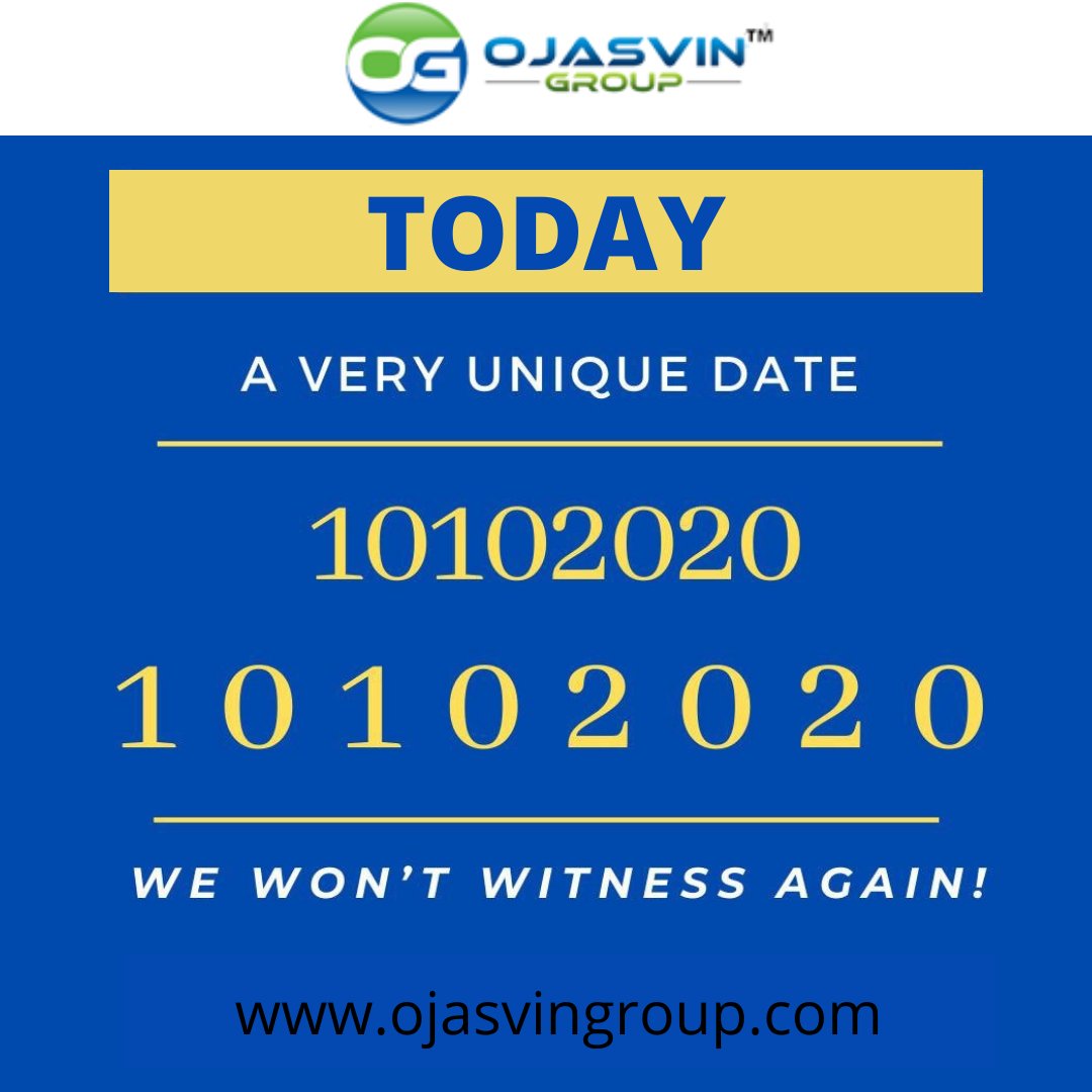 GroupOjasvin's tweet photo. Imagine a world where nothing is unique. Can you? So is the date 10102020 or the 10th of October 2020. The date that will never come again.
.
.
#Unique #uniquedates #October2020 #tenoctober #Twenty20 #twentytwenty #nevercomeback #neveragain #neverforget
#ojasvin #ojasvineducation https://t.co/6M8azVwOx3