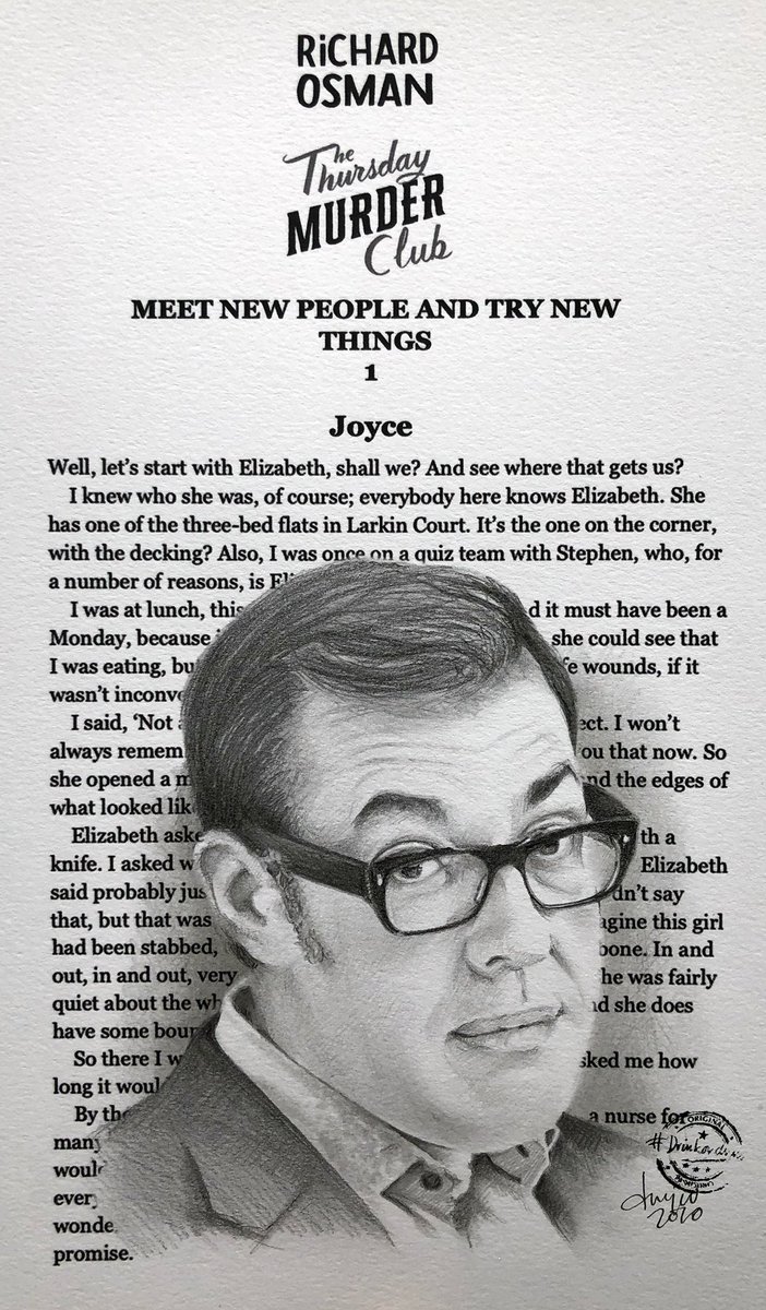 drinkordraw's tweet photo. Doing my bit along with @NantwichBookshop  to promote @richardosman #thursdaymurderclub #bookart  #drinkordraw https://t.co/96213txMFs