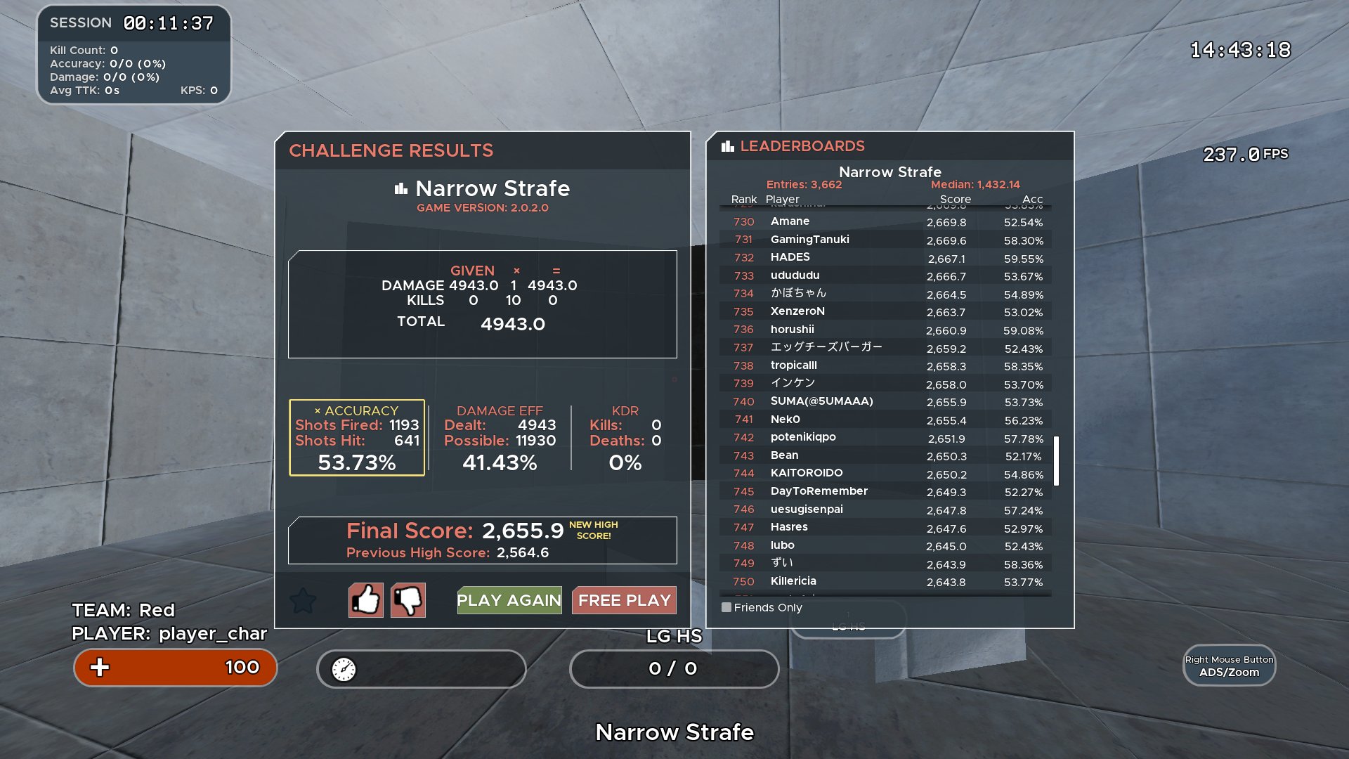 Sᴜᴍᴀ Kovaak 2 0 The Meta Fps Aim Trainer Scenario Narrow Strafe Point 2655 9 Rank 740 Kovaak Sᴜᴍᴀ Kovaak 2 0 The Meta Fps Aim Trainer Scenario Narrow Strafe Point 2655 9 Rank 740 Kovaak