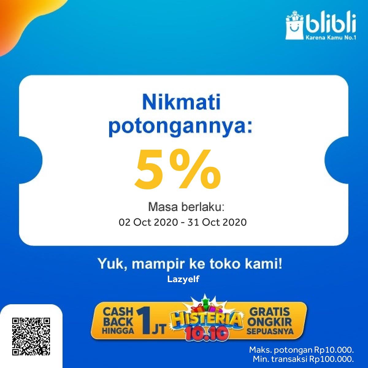 LazyElfShop's tweet image. #BlibliHisteria1010
Yuk mampir, Diskon s/d 26% ditambah voucher tambahan 5%.. khusus hari ini !
blibli.com/merchant/lazye…