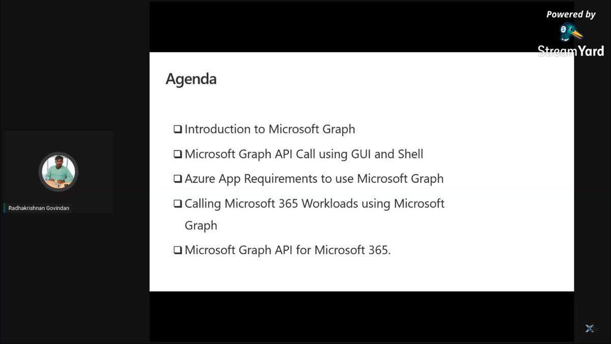 XMonkeys360's tweet image. @SOFTKRISHNAN has started his session on &quot;𝐇𝐨𝐰 𝐭𝐨 𝐮𝐬𝐞 𝐌𝐢𝐜𝐫𝐨𝐬𝐨𝐟𝐭 𝐆𝐫𝐚𝐩𝐡 𝐰𝐢𝐭𝐡 𝐏𝐨𝐰𝐞𝐫𝐒𝐡𝐞𝐥𝐥 𝐟𝐨𝐫 𝐌𝐢𝐜𝐫𝐨𝐬𝐨𝐟𝐭 𝟑𝟔𝟓&quot;

YouTube Live: bit.ly/chytm365

#MS365DevBootcamp #MS365DevBootcampChennai  #NeverStopLearning #XMonkeys360