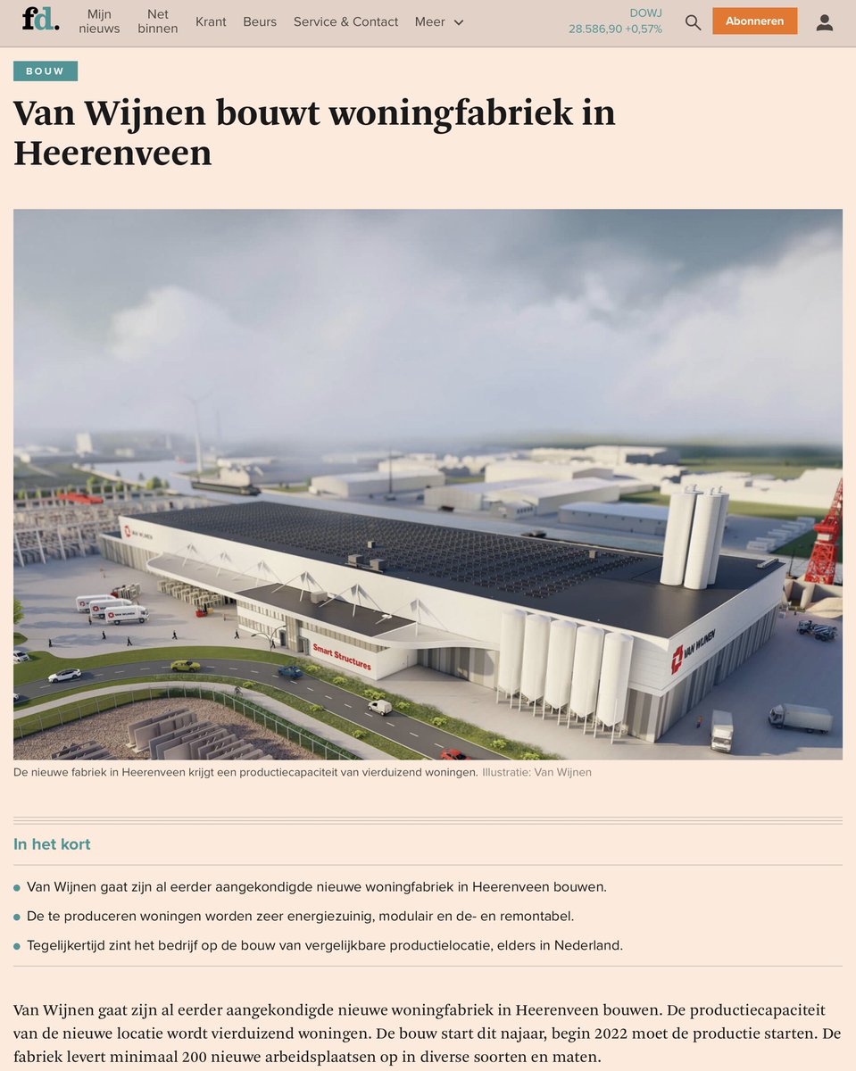 De <a href="/CobouwNL/">Cobouw</a>, <a href="/lc_nl/">Leeuwarder Courant</a>, <a href="/FD_Nieuws/">FD Nieuws</a> en <a href="/NOS/">NOS</a> geven relevante  beschouwingen vanuit de verschillende maatschappelijke invalshoeken op de industriële woningopschaling van <a href="/VanWijnenGroep/">Van Wijnen</a> met <a href="/fijnwonen/">Fijn Wonen</a>. Van dromen, denken, doorzetten naar dóen...