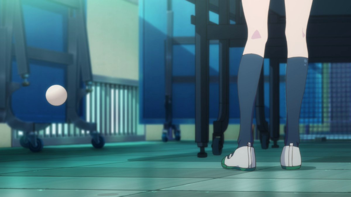On the literal surface, Adachi misses the ping pong ball because they were interrupted by Shimamura's other friends, however, on e symbolic level, this shows how much of a disconnect she feels from Shimamura once other people are introduced into the situation.