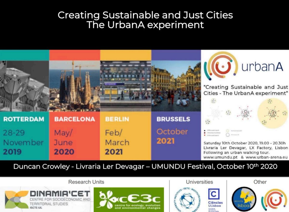 Hope you can join us today, either physically on the streets, or LX factory, or virtually in the #BlendedEvent, <a href="/arena_urban/">arena_urban</a>'s Lisbon 'side event'. Here's today's low res PDF presentation. We go live 7pm #Lisbon time.
HEY HO
LET'S GO
#sustainablejustcities
drive.google.com/file/d/1pELW-Y…
