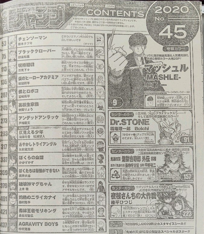 コング 地震無事 ネタバレその1 ジャンプ45号ワースト5 ぼくたちは勉強ができない 破壊神マグちゃん 灼熱のニライカナイ 森林王者モリキング Agravity Boys あやかしがドベから脱出したもののギリギリなので予断許さず そしてニライがドベ落ち
