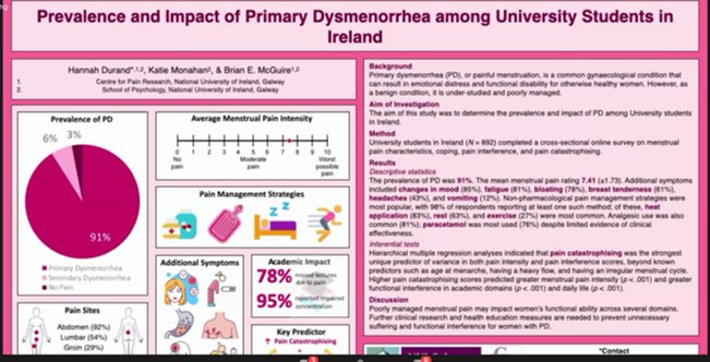 somahony1's tweet photo. Congratulations @DurandHannah for winning the Clinical Poster category with Katie Monohan and @brianmc46909568 #IPS_2020 #PainPrevention @IASPpain @EFIC_org https://t.co/xAdI6Y16Be