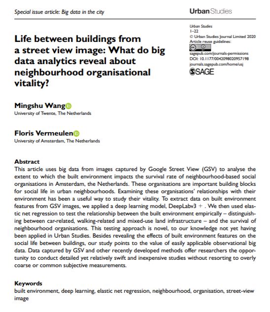 USJ_online's tweet image. Wang and Vermeulen use #ElasticNetRegression to empirically test the relationship between the #BuiltEnvironment and the survival rate of neighbourhood-based social organisations in the Netherlands ow.ly/xItW50BK4Kf #BigData