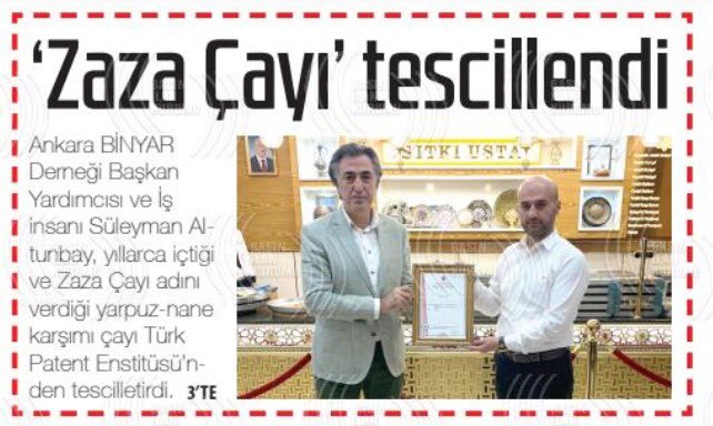 ankarabinyar's tweet photo. #ZAZA Çayı Tescillendi 

Yöremiz ile alakalı bu güzel ve önemli gelişmeyi #Bingöl kamuoyumuz ile paylaşma duyarlılığı gösteren;

@BingolOnline
@capakcurgazete
@SurmansetBingol
@bingolunsesi12 
#BingölGazetesi

Yerel Basınımıza Teşekkür Ederiz 👏🏻 https://t.co/rLKzWWuWvf