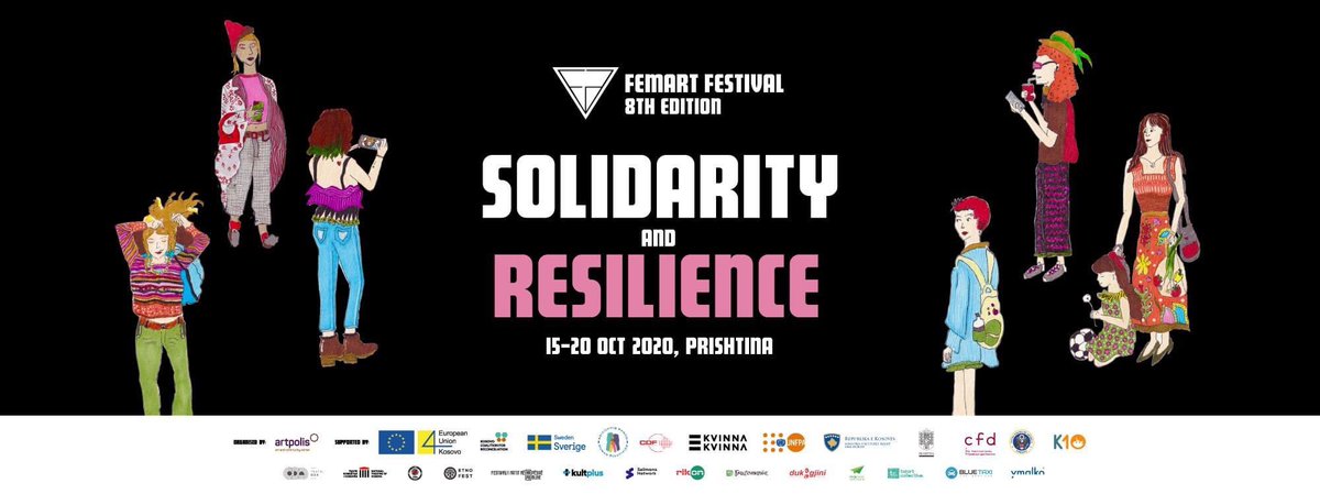 FemArtKosovo's tweet photo. FEMART - Women Artists and Activists Festival
15 - 20 October 2020, 8th edition, Prishtina - Kosovo
“Solidarity and Resilience”
#femart #femart8 #femartfestival #femart2020 #solidartyandresilence #prishtina https://t.co/Nhuh7NWywA