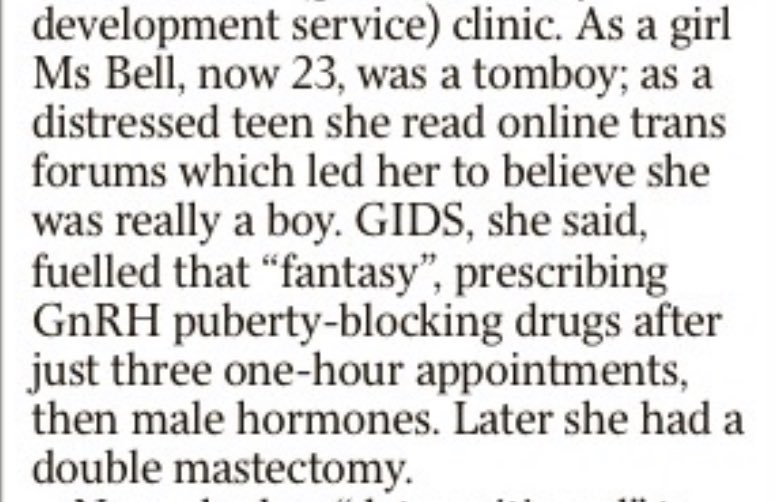 What Janice Turner fails to say (and misleads by omission) is that Kiera would have had to have undergone a SECOND competency assessment BEFORE being prescribed hormones.She would also have had to have been on blockers for a YEAR before  @TaviAndPort would prescribe hormones...