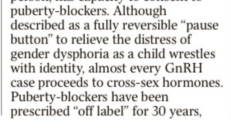 Transphobes argue that “almost all kids on blockers go onto cross-sex hormones” as an argument to stop trans kids getting blockers. But they purposefully ignore the context of an increasingly trans-hostile environment and multiple hurdles to just get blockers...
