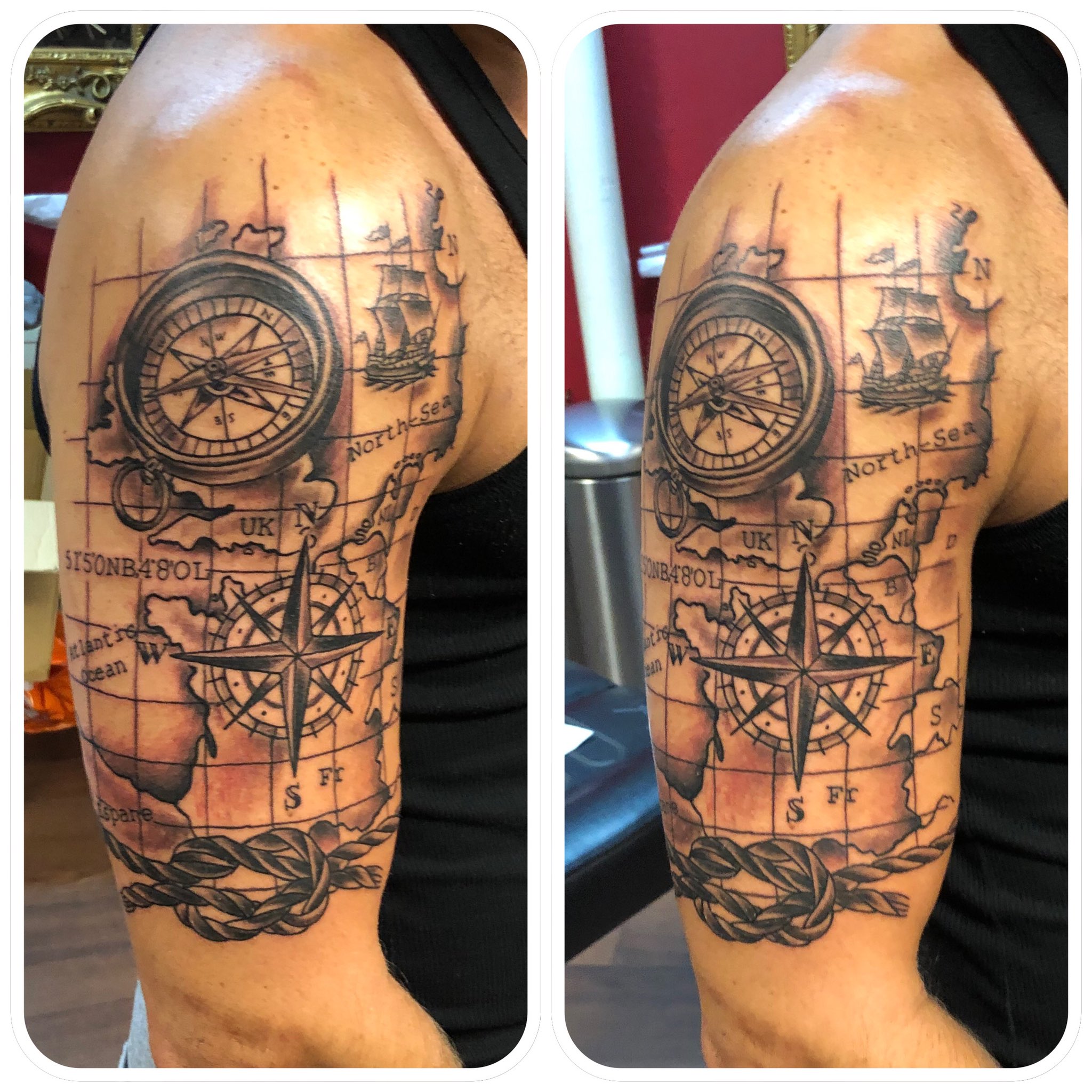 Red Rose Tattoo on X: "Eerste sessie aan arm . #redrosetattoo #schiedam #kompas #Compass #map #armtattoo #sailortattoo #nultien #rotterdam # vlaardingen https://t.co/xUJ1CLsCzb" / X