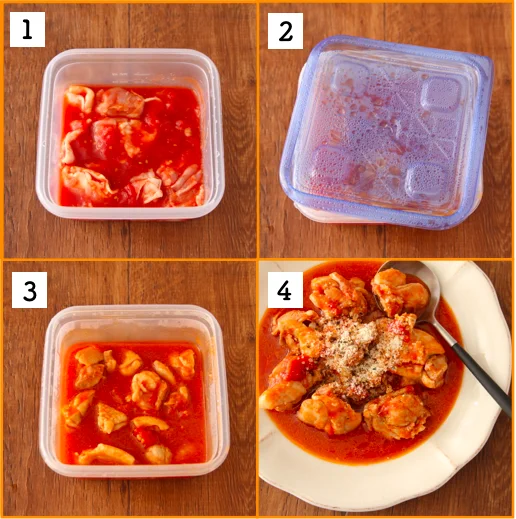 手間をかけたような「煮込み料理」実は、タッパーに入れてレンジにかけるだけ、簡単だよ！！