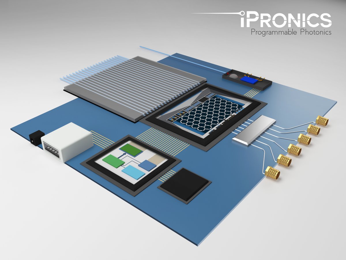 iPronics's tweet image. @iPronics is making the computational power of #photonics commercially affordable. We have pioneered the field of #programmablephotonics and developed the 1st general-purpose photonic processor capable of programming high-speed light signals on-chip with unprecedented flexibility