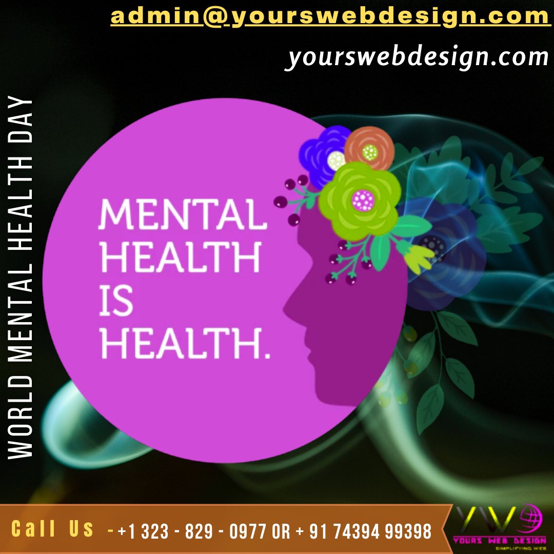 yours_web's tweet image. A healthy mind is the greatest treasure to find. Be gentle with your mind.

Mental Health is not define you. It&apos;s defined as our psychological, social &amp;amp; emotional well being.

So spread awareness about Mental Health.

#yourswebdesign #WorldMentalHealthDay #mentalhealthawareness