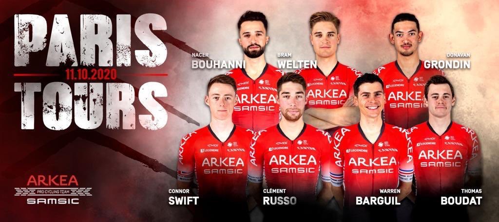 L’équipe pour <a href="/ParisTours/">ParisTours</a> 👊🏼 une très belle course avec des chemins de vignes pour finir 🚴🏽‍♂️🍇  
@Arkea_Samsic  #Motivation