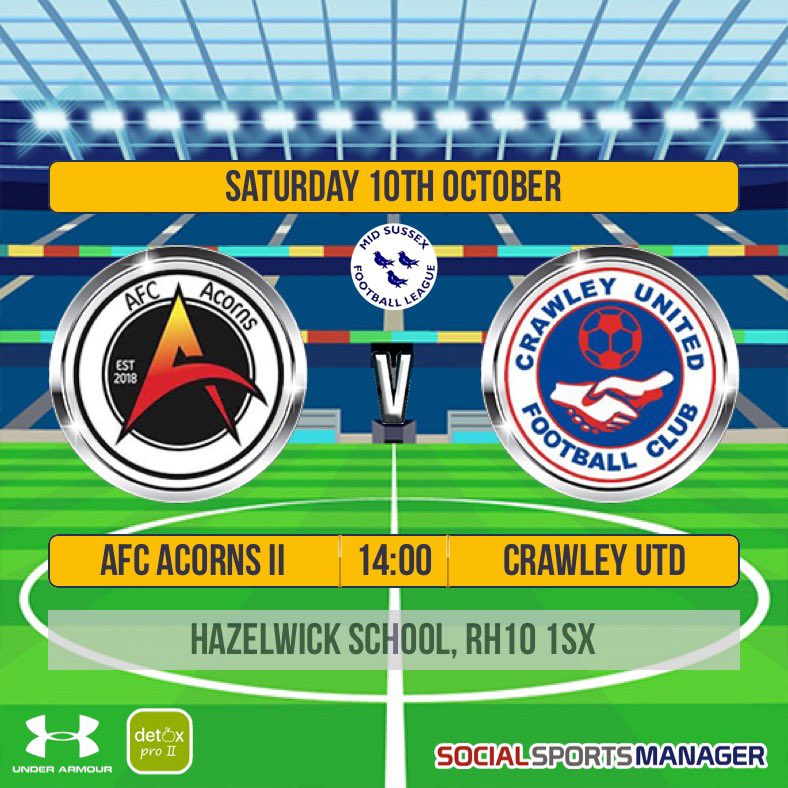 Crawley AFC Mens (@crawleyafc) on Twitter photo The seconds host <a href="/CrawleyUnitedFC/">Crawley United FC</a> looking to push theirselves up the league table with a win! The seconds host <a href="/CrawleyUnitedFC/">Crawley United FC</a> looking to push theirselves up the league table with a win!