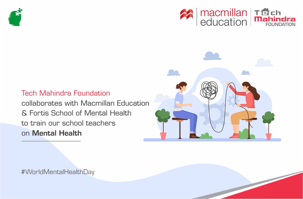 techmahindracsr's tweet photo. Excited to announce our partnership with #MacmillanEducation &amp; @fortis_mhbs to train our teachers on #MentalHealth. This alliance will help teachers to identify &amp; evaluate psychological difficulties faced by #schoolchildren &amp; ensure their well-being 
#RiseforGood #TeacherTraining https://t.co/PULAMzbK1v