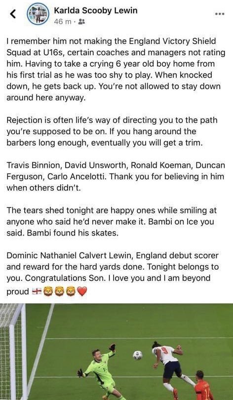 Dominic Calvert-Lewin’s Dad on Facebook! DCL Everton and England’s Number 9🏴󠁧󠁢󠁥󠁮󠁧󠁿💙