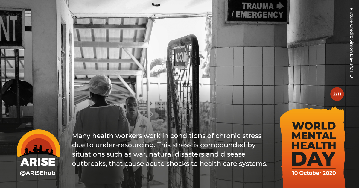 2/11 Many health workers work in conditions of chronic stress. This stress is compounded by situations such as war and disease outbreaks, that cause acute shocks to health care systems. Read full report on  @globalhealthbmj -  https://bit.ly/3lwkAq1   #worldmentalhealthday2020