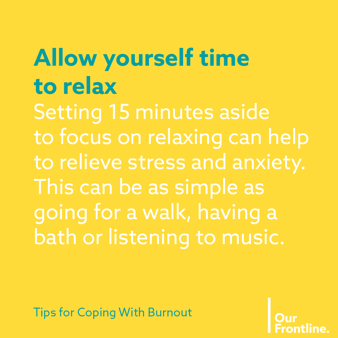 If you're experiencing feelings of exhaustion and stress, this might be a sign that you're feeling burnt out. 

<a href="/OurFrontlineUK/">Our Frontline</a> have shared three tips for coping with burnout. As part of #OurFrontline, we're here for you 💚 bit.ly/2KOMD3q #WorldMentalHealthDay #WMHD2020