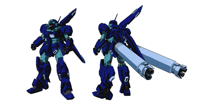 シェザール隊隊長イアゴ ハーカナが搭乗するa班装備は フェネクスを追尾するための高機動仕様 スタークジェガンと同型の高機動バックパックと大型ブースターユニットを背部に設置 通常仕様機を大幅に上回る加速性能と航続距離を獲得しました ガンダム モビル