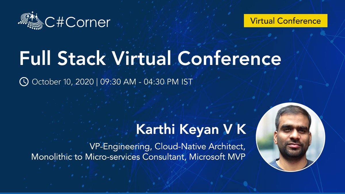 CsharpCorner's tweet photo. Next session by @karthik3030 starting in 10 mins! Join here: https://t.co/OuxlyHyVqH

#FullStack #DEVCommunity #WebApps #Developer #programmers #VirtualConference #TechCon20 https://t.co/WKy8wHk9kC