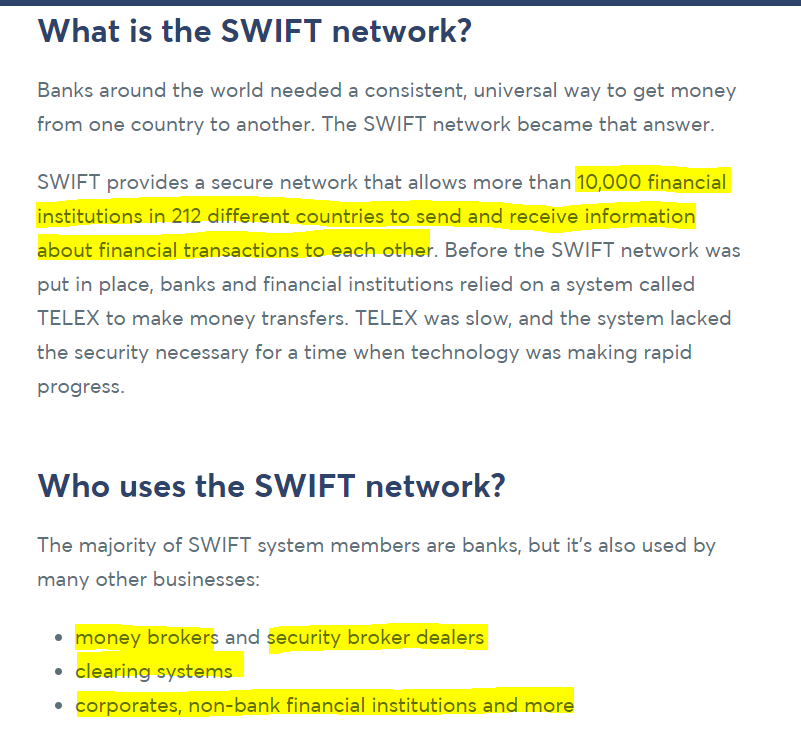 Pipergirl19's tweet photo. @JoanofAmerica SO maybe all that SWIFT talk was about banks & laundering too? #HRCEmails
System used by banks, brokers, corporations/others 10,000 financial institutions,212 countries 2 send/receive info about financial transactions 2 each other
https://t.co/ICLNPV1Rt3
https://t.co/uNyKJdjJvA https://t.co/HzenBfBy7H