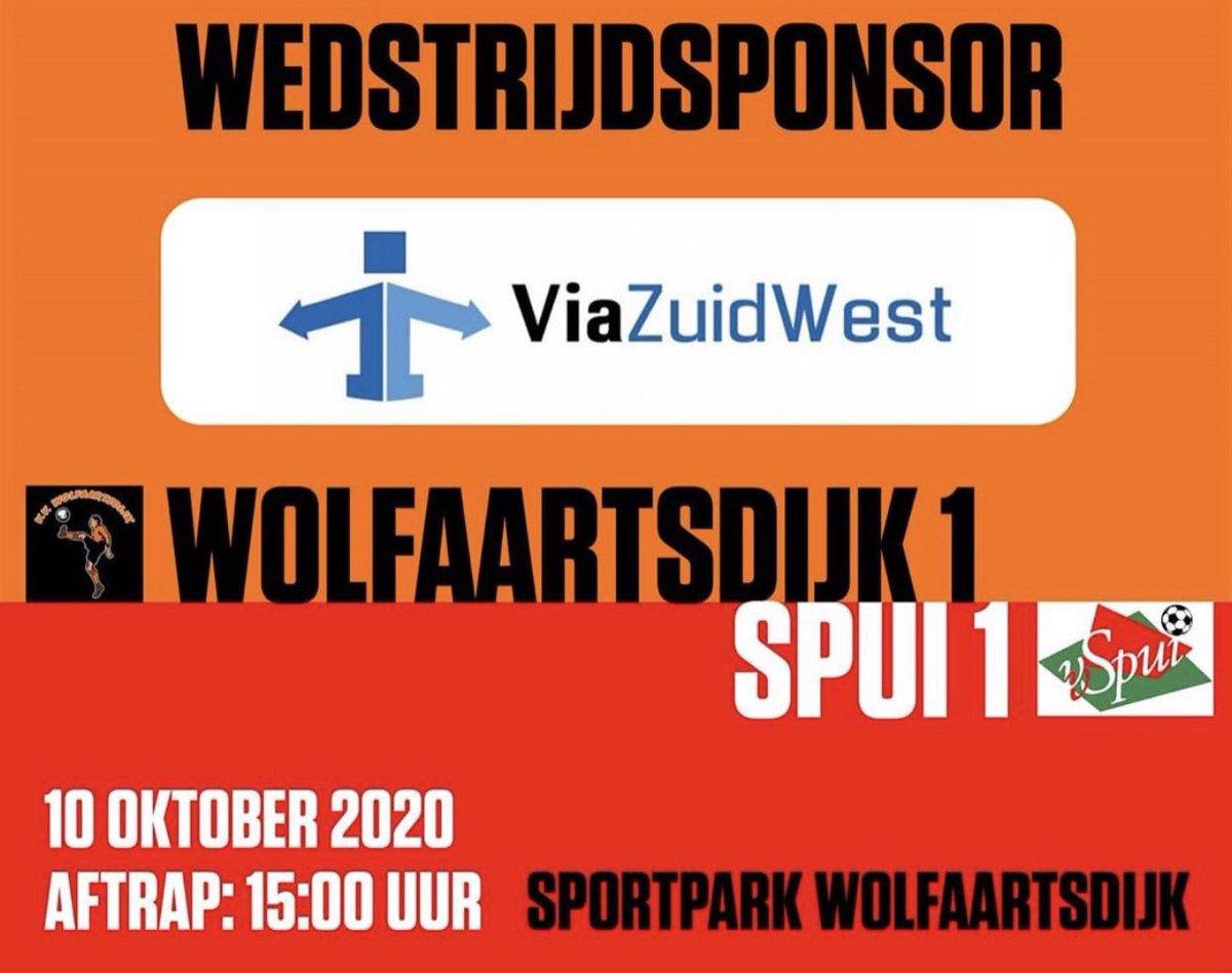 VWolfaartsdijk's tweet photo. Vanmiddag staat de wedstrijd vv Wolfaartsdijk 1 tegen Spui 1 op het programma, helaas zonder publiek.
Volg de wedstrijd via ons Twitter account.
#wolspu #voetbal #Zeeland #vvwolfaartsdijk #vvspui #omroepzeeland #pzcsport
#ViaZuidWest #arbodienst #ziekteverzuim https://t.co/yBRgg50yZD