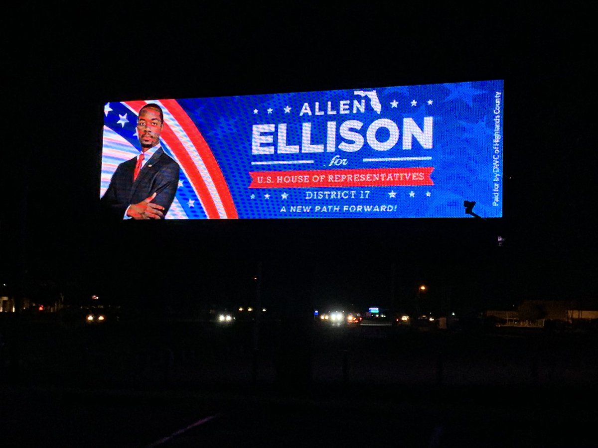 AllenLEllison's tweet photo. Look at what I saw last night while driving down Highway 27 in Sebring. Looks like a new path forward to me. Make sure that you vote for #AllenEllison #wtpFLA #ndlb2020 #DemCastFL https://t.co/1ChG9qdORY