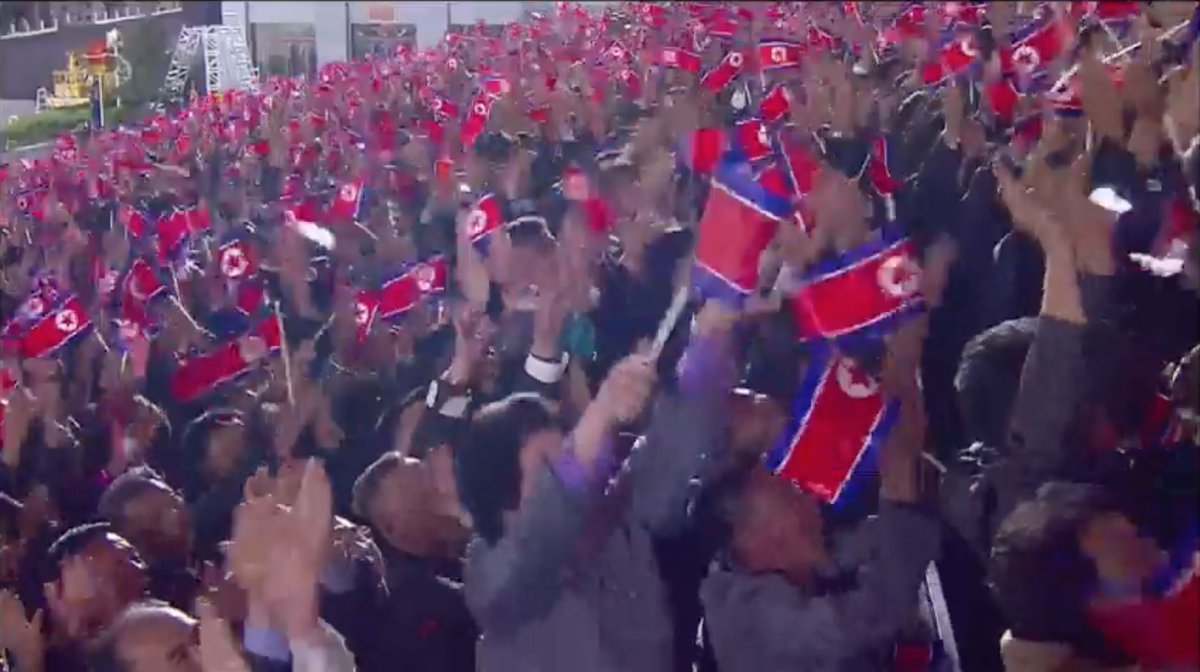 Kim Jong Un enters to fireworks: