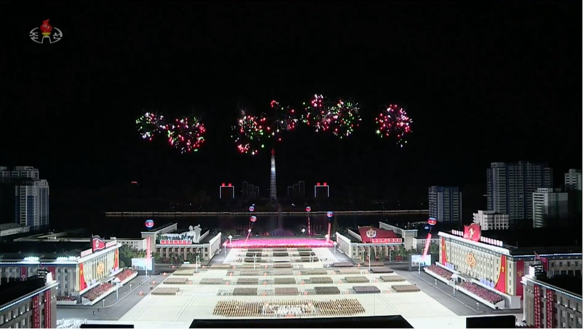 Kim Jong Un enters to fireworks:
