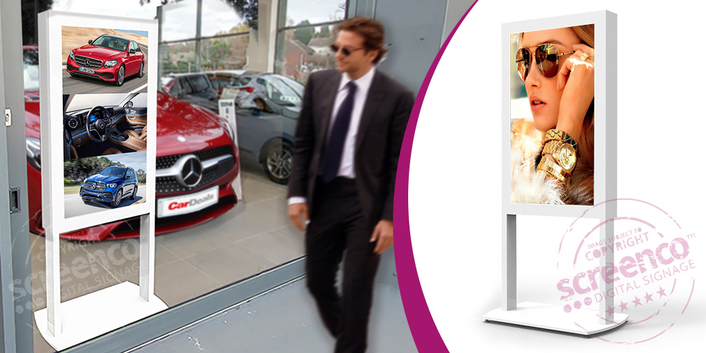 The Freestanding Ultra High Brightness #Digital  Posters are designed for applications in direct sunlight such as #window  #displays. With a brightness of 2,500cd/m² they are 10 times brighter than a domestic #television.#DigitalMarketing #digitalsignage #Advertising