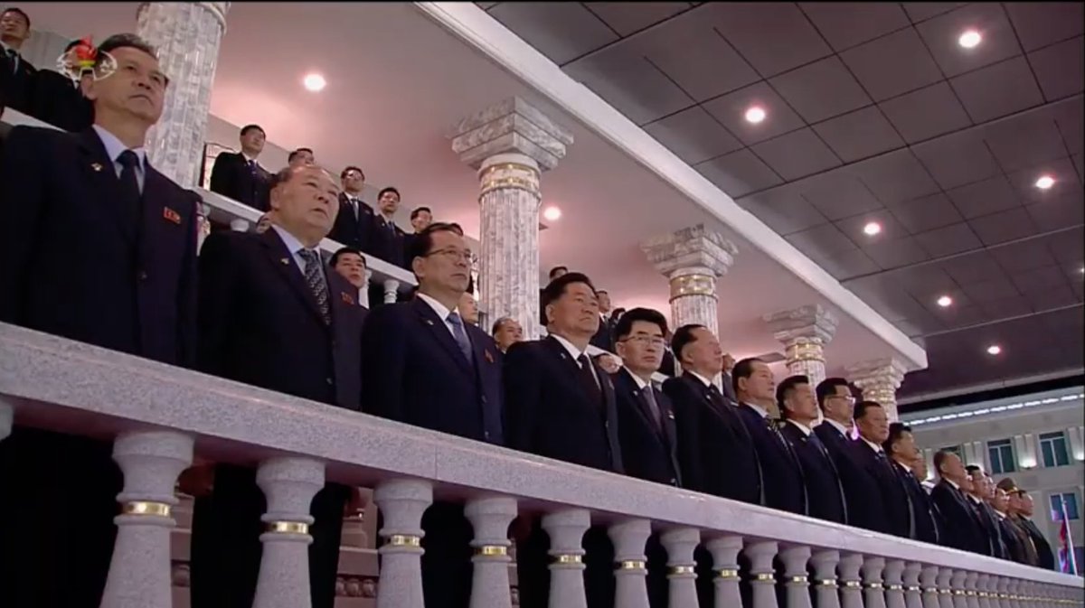No masks or social distancing at North Korea's military parade among participants, leaders, or spectators.