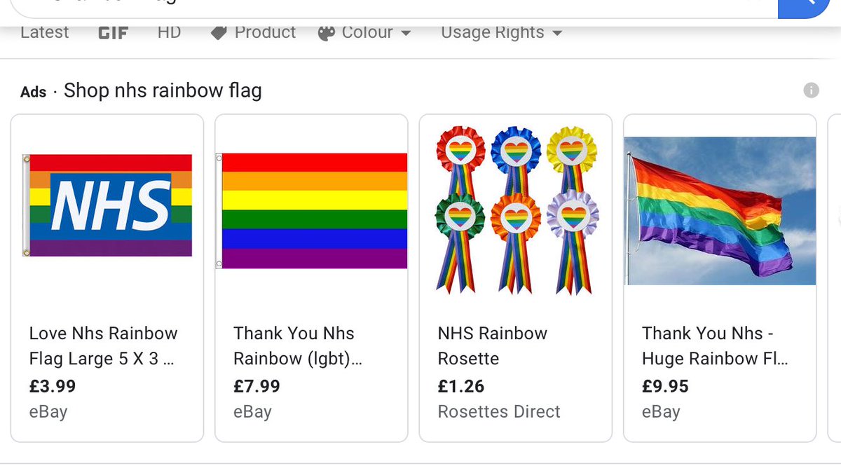 The six stripe rainbow flag was created specifically for LGBT+ Pride. The NHS rainbow symbol was originally a child's drawing of a classic seven stripe curve, and adorable, but now... Can you say co-opting?